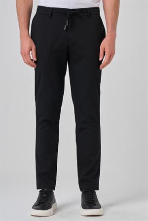 Morven Erkek Siyah Poliviskon Jogger Slim Fit Pantolon