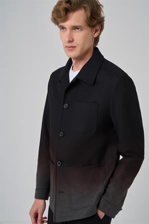 Morven Erkek Siyah Poliviskon Panolu Gömlek Ceket