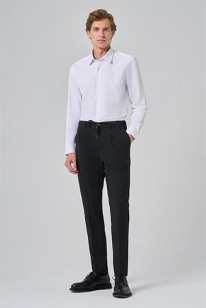 Morven Erkek Siyah Poliviskon Trend Çizgili Slim Fit Jogger Pantolon