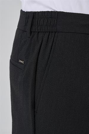 Morven Erkek Siyah Poliviskon Trend Çizgili Slim Fit Jogger Pantolon