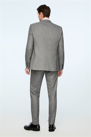 Morven Erkek Siyah Poliviskon Trend Desenli Slim Fit Sivri Yaka Yelekli Takım Elbise