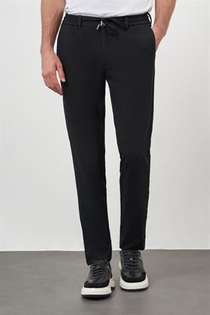 Morven Erkek Siyah Poliviskon Trend İpli Jogger Slim Fit Spor Pantolon