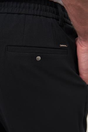 Morven Erkek Siyah Poliviskon Trend İpli Jogger Slim Fit Spor Pantolon