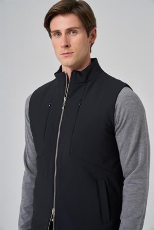 Morven Erkek Siyah Polyamide Spor Gizli Cep Fermuarlı Yelek
