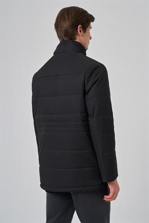 Morven Erkek Siyah Polyester Çıtçıtlı Kapüşonlu Mont