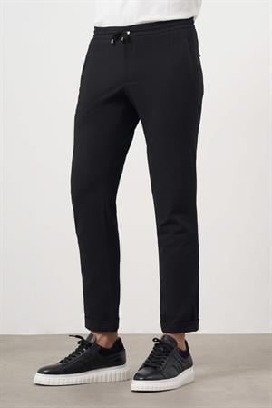 Morven Erkek Siyah Polyester İpli Jogger Slim Fit Pantolon