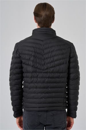 Morven Erkek Siyah Polyester Kısa Kapitone Mont