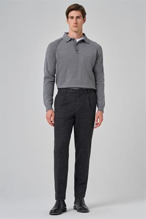 Morven Erkek Siyah Polyester Trend Desenli Slim Fit Pantolon