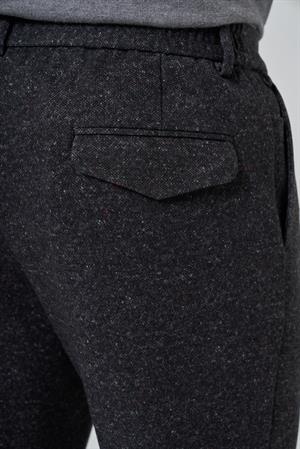 Morven Erkek Siyah Polyester Trend Desenli Slim Fit Pantolon