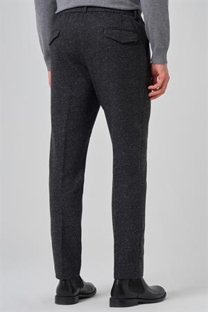 Morven Erkek Siyah Polyester Trend Desenli Slim Fit Pantolon