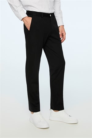 Morven Erkek Siyah Rayon Trend Düz Slim Fit Pantolon