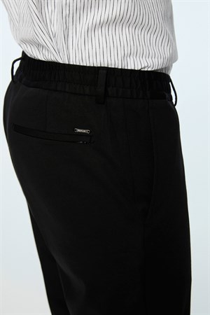 Morven Erkek Siyah Rayon Trend Düz Slim Fit Pantolon