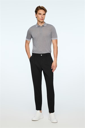 Morven Erkek Siyah Rayon Trend Düz Slim Fit Pantolon