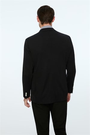 Morven Erkek Siyah Rayon Trend Düz Slim Fit Mono Yaka Ceket