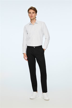 Morven Erkek Siyah Rayon Trend Düz Slim Fit Pantolon