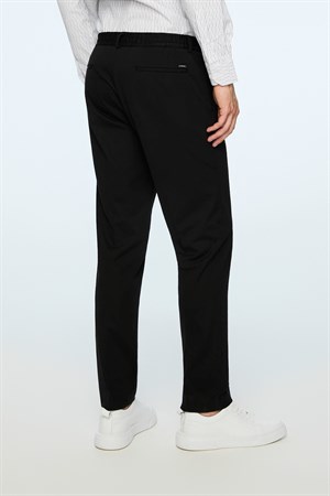 Morven Erkek Siyah Rayon Trend Düz Slim Fit Pantolon