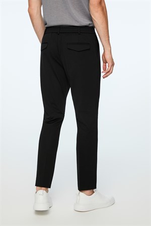 Morven Erkek Siyah Rayon Trend Düz Slim Fit Pantolon
