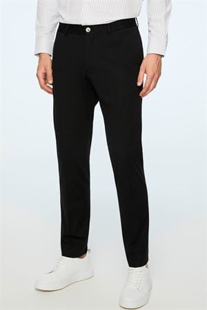 Morven Erkek Siyah Rayon Trend Düz Slim Fit Pantolon