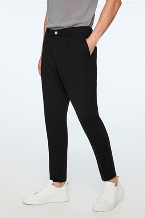 Morven Erkek Siyah Rayon Trend Düz Slim Fit Pantolon