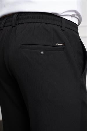 Morven Erkek Siyah Slim Fit Dar Kesim İpli Jogger Pantolon