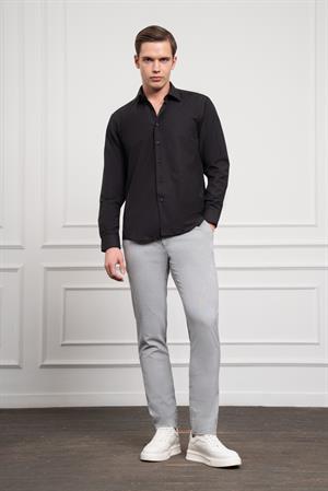 Morven Erkek Siyah Slim Fit Dar Kesim Sert Spor Yaka Gömlek