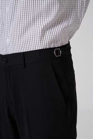 Morven Erkek Siyah Slim Fit Tokalı Pantolon