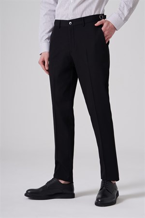 Morven Erkek Siyah Slim Fit Tokalı Pantolon