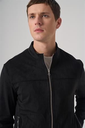 Morven Erkek Siyah Trend Baharlık Çift Taraflı Süet Mont