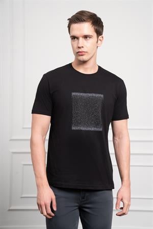 Morven Erkek Siyah Trend Bisiklet Yaka Dinamik Fit Pamuk T-Shirt