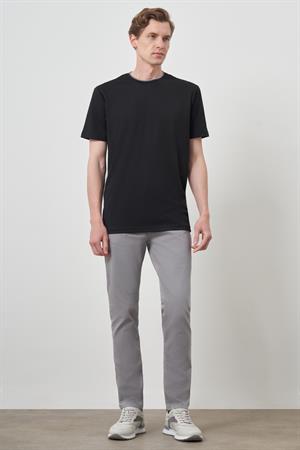 Morven Erkek Siyah Trend Bisiklet Yaka T-Shirt