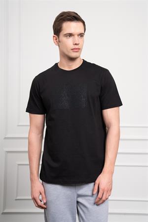 Morven Erkek Siyah Trend Bisiklet Yaka Dinamik Fit Pamuk T-Shirt
