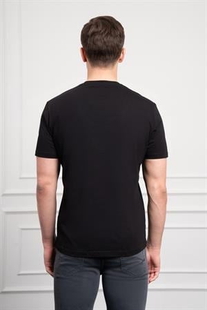 Morven Erkek Siyah Trend Bisiklet Yaka Dinamik Fit Pamuk T-Shirt