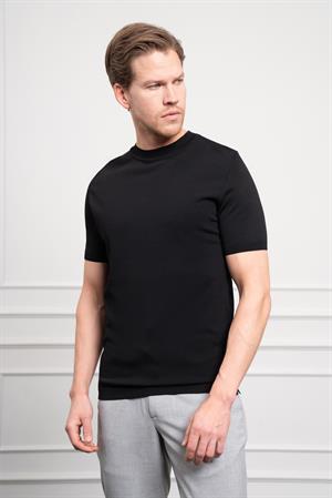 Morven Erkek Siyah Trend Bisiklet Yaka Dynamic Fit Rahat Kesim Rayon T-Shirt