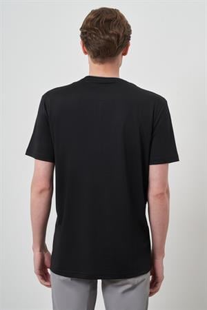 Morven Erkek Siyah Trend Bisiklet Yaka T-Shirt