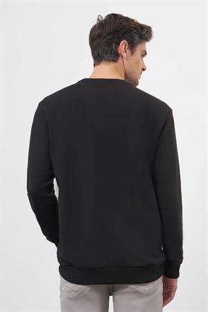 Morven Erkek Siyah Trend Bisiklet Yaka Sweat-Shirt