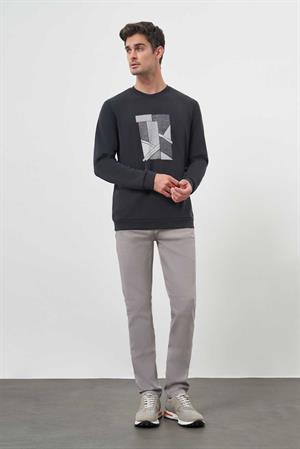 Morven Erkek Siyah Trend Bisiklet Yaka Sweat-Shirt