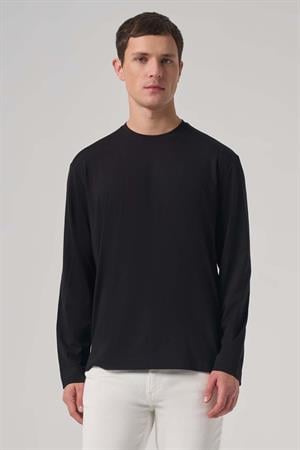 Morven Erkek Siyah Trend Bisiklet Yaka Rayon Sweatshirt