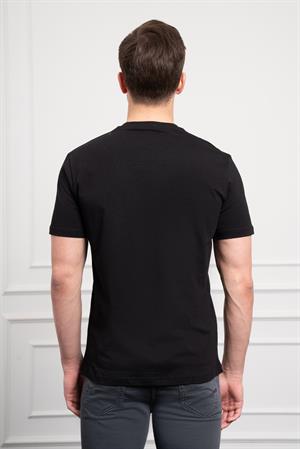 Morven Erkek Siyah Trend Bisiklet Yaka Pamuk Dinamik Fit T-Shirt