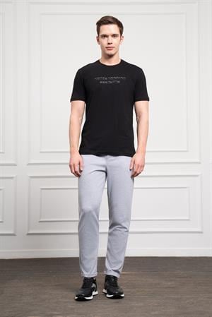 Morven Erkek Siyah Trend Bisiklet Yaka Dinamik Fit Pamuk T-Shirt