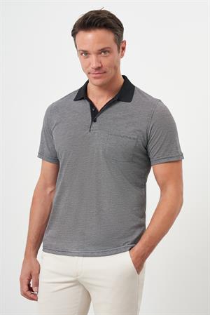 Morven Erkek Siyah Trend Cepli Polo Yaka T-Shirt