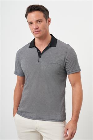 Morven Erkek Siyah Trend Cepli Polo Yaka T-Shirt