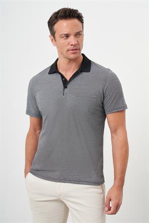 Morven Erkek Siyah Trend Cepli Polo Yaka T-Shirt