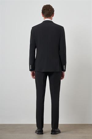 Morven Erkek Siyah Trend Çizgili Slim Fit Mono Yaka Takım Elbise