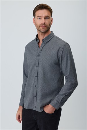Morven Erkek Siyah Trend Desenli Dynamic Fit Gömlek
