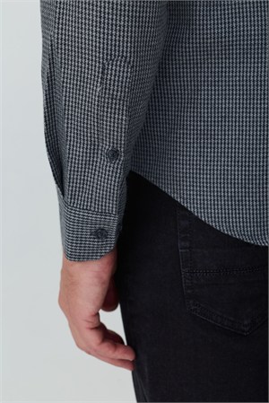 Morven Erkek Siyah Trend Desenli Dynamic Fit Gömlek