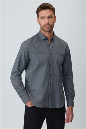 Morven Erkek Siyah Trend Desenli Dynamic Fit Gömlek