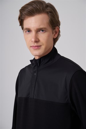 Morven Erkek Siyah Trend Dik Yaka Dinamik Fit Sweat-Shirt