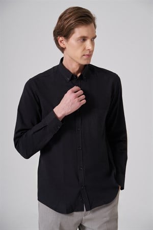 Morven Erkek Siyah Trend Düz Dynamic Fit Gömlek
