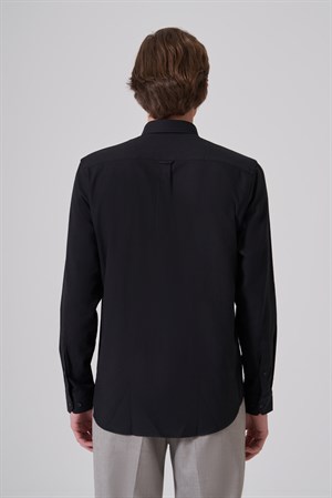 Morven Erkek Siyah Trend Düz Dynamic Fit Gömlek