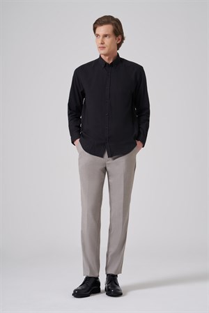 Morven Erkek Siyah Trend Düz Dynamic Fit Gömlek